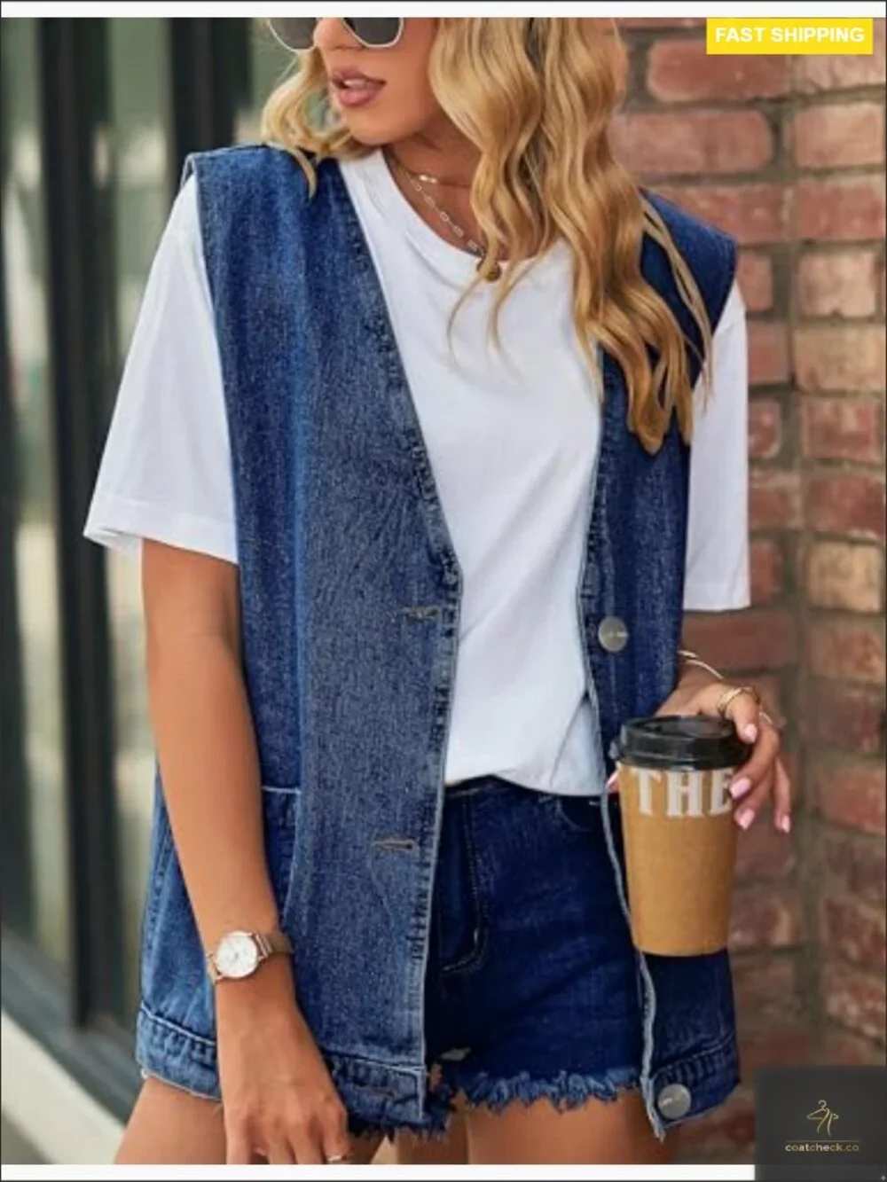 Oversized Denim Vest Sleeveless Button Down Casual Vintage Jean Jacket Top